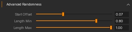 Advanced randomness settings in the Hair panel.