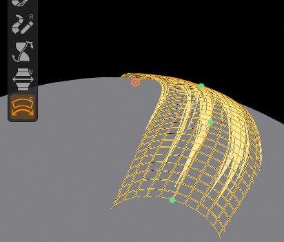 Groom viewport with the Bend tool selected on a card.