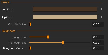 Shading sliders for a hair layer or group.