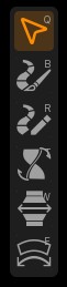 Vertical viewport toolbar with Groom tools.