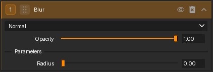 Blur filter controls.