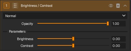 Brightness and Contrast filter controls.