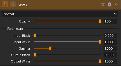 Levels filter controls.
