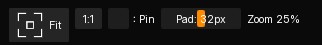Texture preview controls and padding slider.