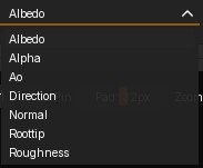 Texture maps preview menu.