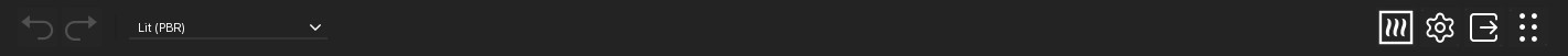 HairStorm top toolbar with history, viewport, shading, settings, and export controls.