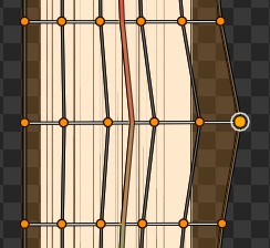 UV card mesh with editable vertices and a selected point.